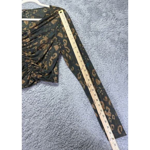 Free People Supernova Crop Top Only XL Ruched Asymmetric "Set in Dark" Long Slv - Picture 4 of 6